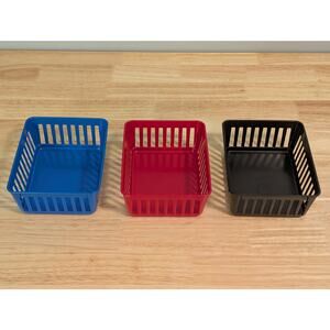 Set of 3 Plastic Sorting & Organizing Bins Office Supplies Sewing Red Blue Black